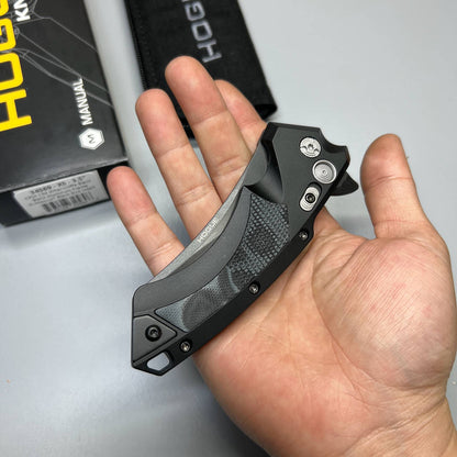 Hogue X5 Flipper 3.5" Black CPM-154 Modified Wharncliffe Blade, Black Aluminum Handles with G-Mascus Inlays - 34569