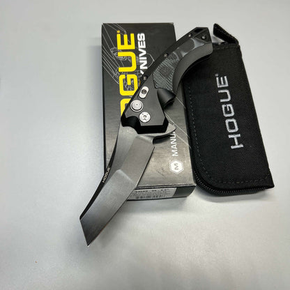 Hogue X5 Flipper 3.5" Black CPM-154 Modified Wharncliffe Blade, Black Aluminum Handles with G-Mascus Inlays - 34569