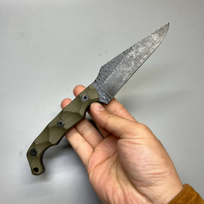 Stroup Knives TU2 Fixed Blade Knife OD Green G10 4.5" 1095 Carved Pike TU2-OD-G10