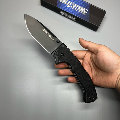 Cold Steel 62RQ-BKBK 4-Max Scout Folding Knife 4" AUS-10A Black Blade, Black Griv-Ex Handles