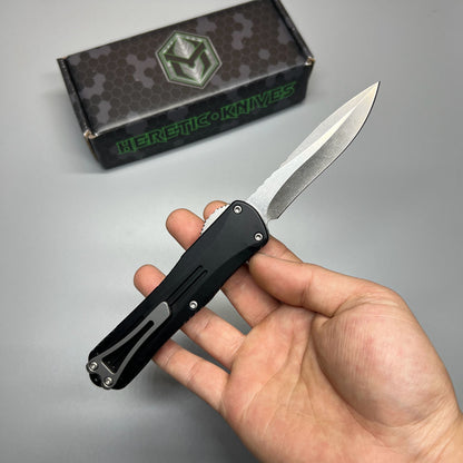 HERETIC MANTICORE E BLACK OTF AUTO KNIFE 3" RECURVE STONEWASH H029-2A