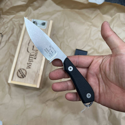 White River Knives M1 Pro Backpacker Fixed Blade Knife 3.25" S35VN Stonewashed  Black G10 Handles, Kydex WRM1-TBL