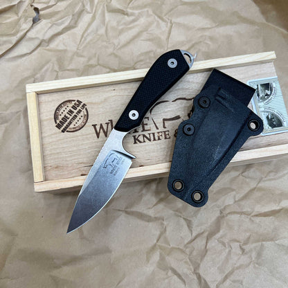 White River Knives M1 Pro Backpacker Fixed Blade Knife 3.25" S35VN Stonewashed  Black G10 Handles, Kydex WRM1-TBL