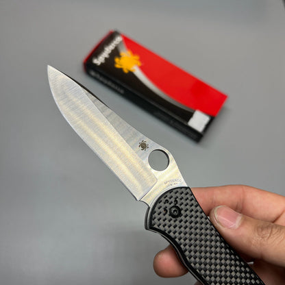 Spyderco Gayle Bradley 2 Folding Knife 3.6" CPM-M4 Plain Blade, Carbon Fiber/G10 Laminate Handles - C134CFP2